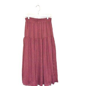 By The River Swiss Dot Boho Maxi Skirt Dusty Rose Size M NWOT